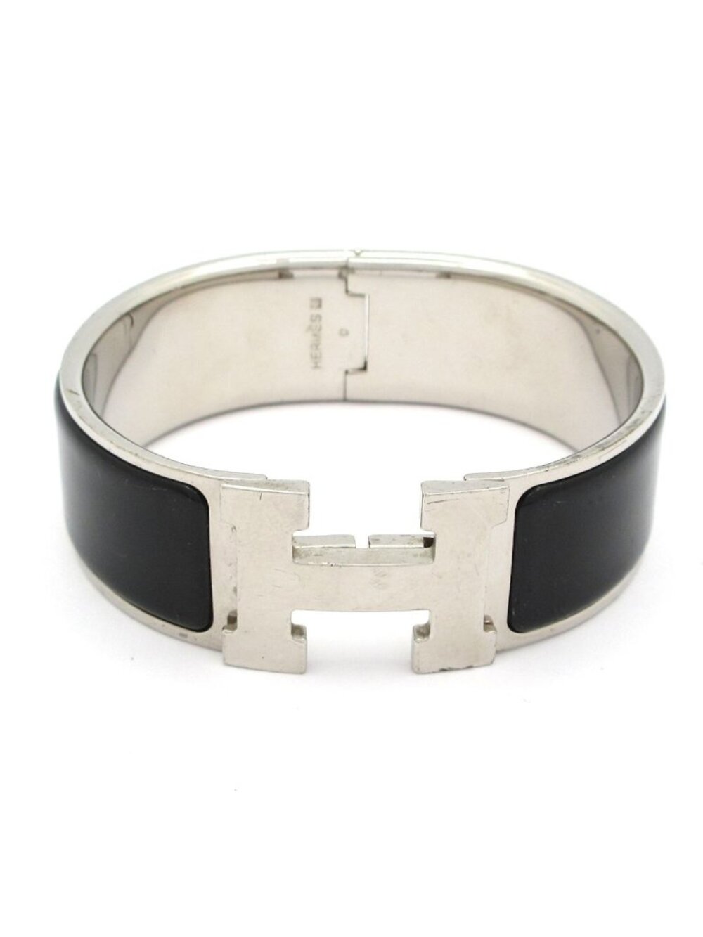 Hermes Bangle Clic Clac Silver Black Bracelet